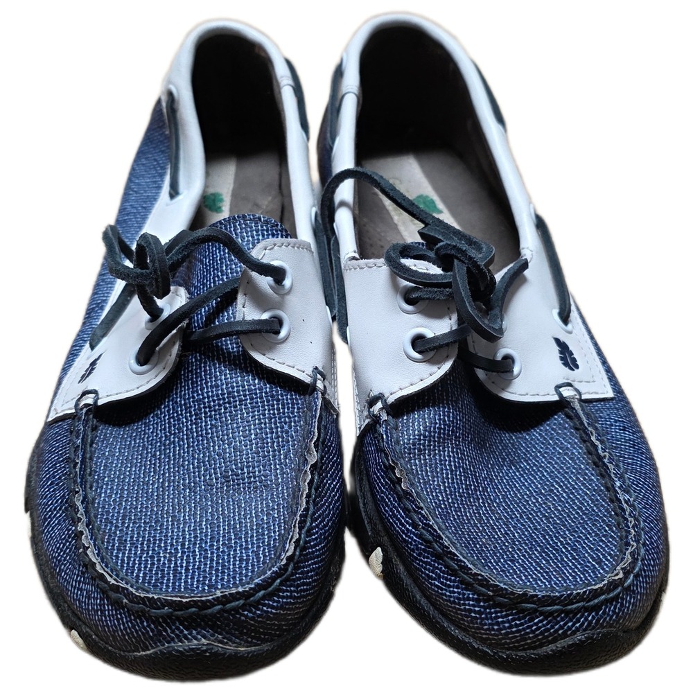Golfstream Boat Shoes Women's Size 9‎ Blue Denim White Leather Upper